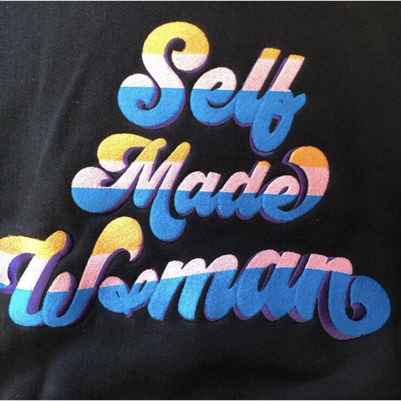 NWT Good American X B Project Self Made Woman Black Crewneck Sweatshirt Size XL - Picture 4 of 8